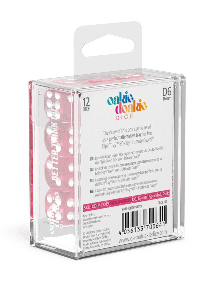 Oakie Doakie Dice D6 Dice 16 mm Speckled - Pink (12) - Bild 2