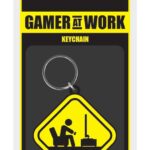 Gamer At Work Rubber Keychain Caution Sign 6 cm