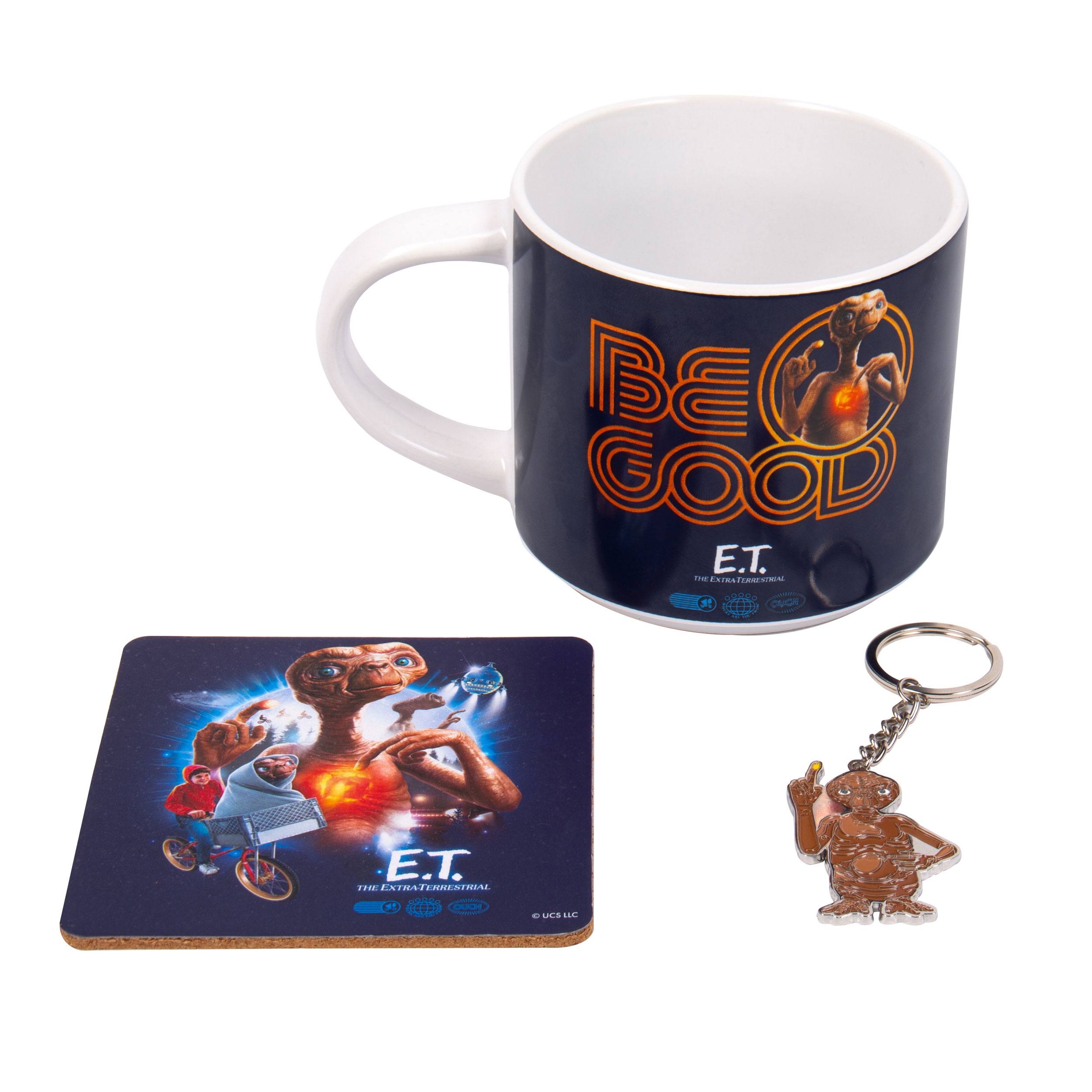 E.T. the Extra-Terrestrial Mug, Coaster and Keychain Set Be Good
